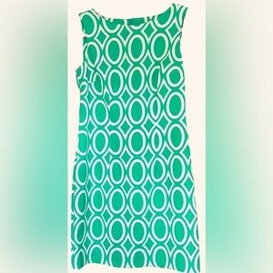 ALYX Aqua Green/White Circle/Diamond Pattern Sleeveless Shift Dress, Sz 8, GUC.